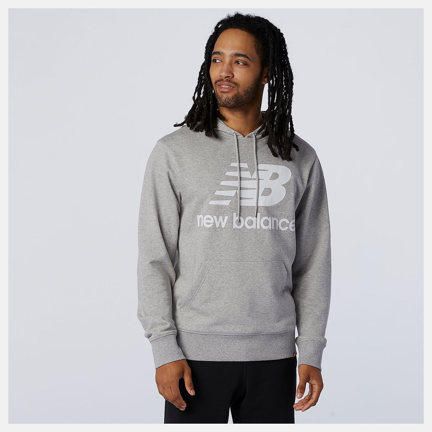 Athletic Grey NB Essentials Stacked Logo Po Hoodie | New Balance Clothing
