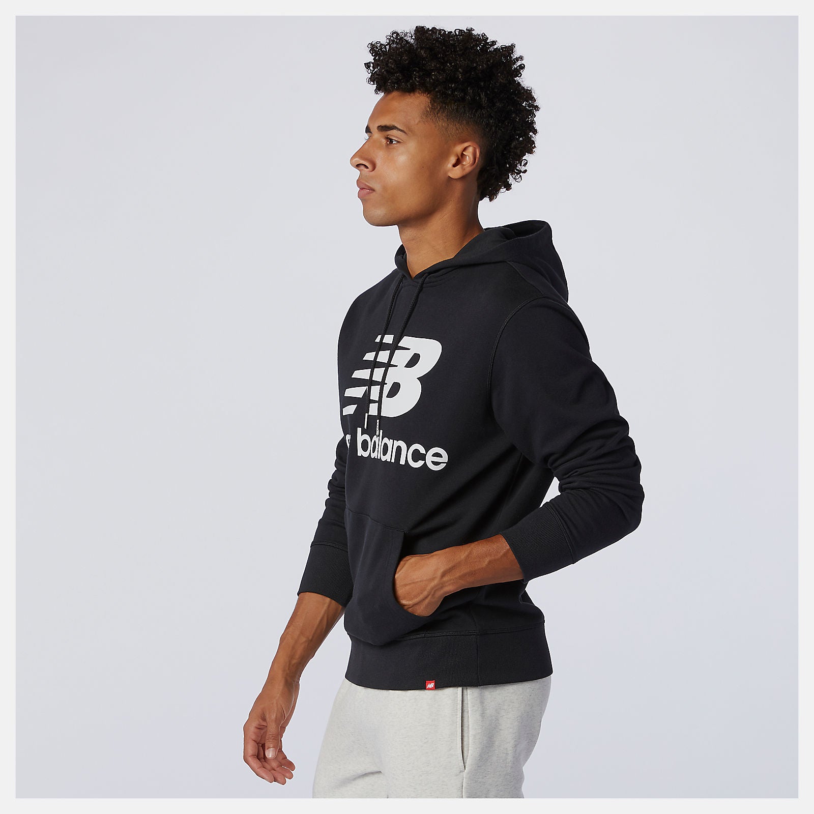 Black NB Essentials Stacked Logo Po Hoodie | New Balance Clothing