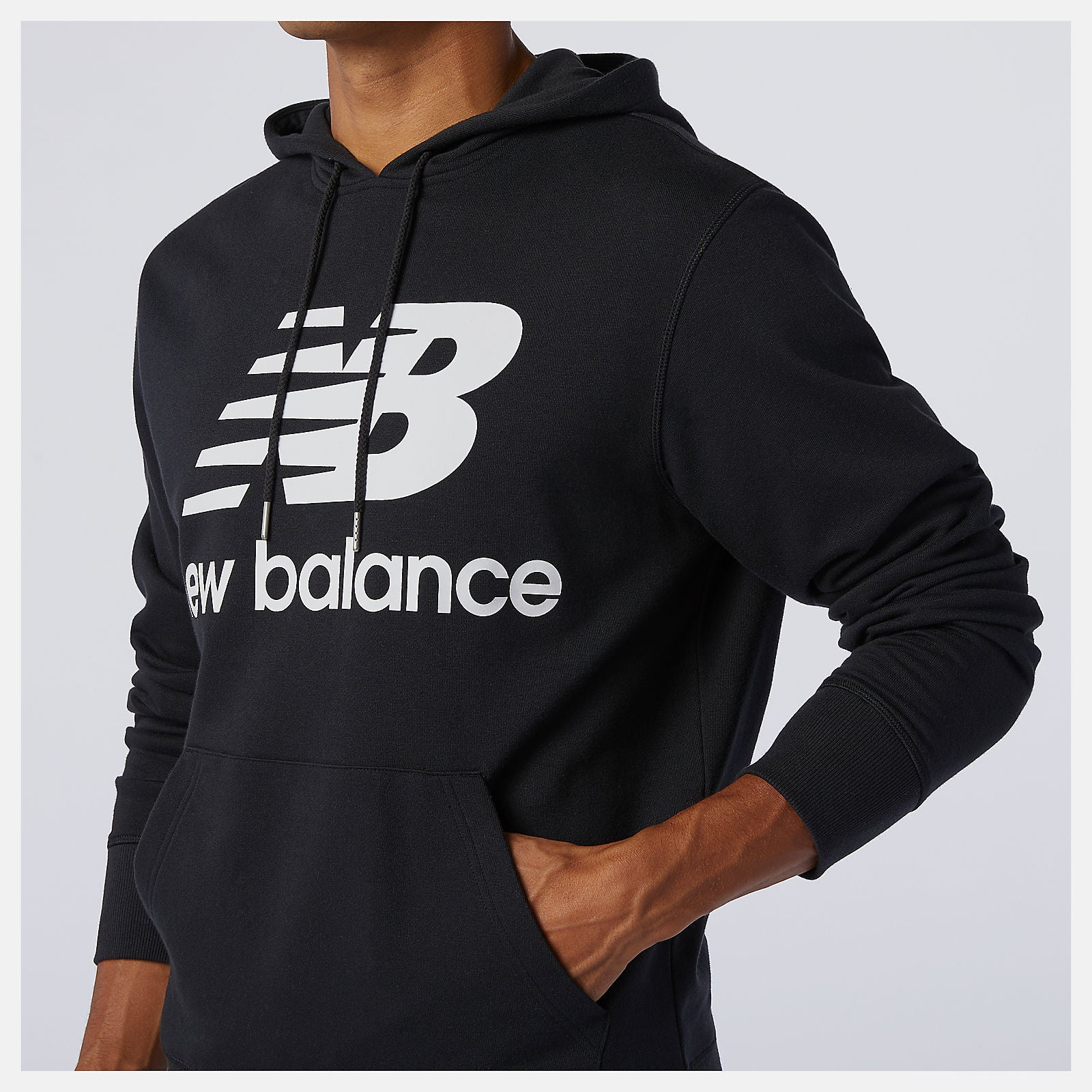 Black NB Essentials Stacked Logo Po Hoodie | New Balance Clothing