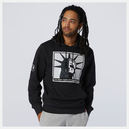 Black NYC Marathon Essentials Stacked Logo Po Hoodie | New Balance Clothing