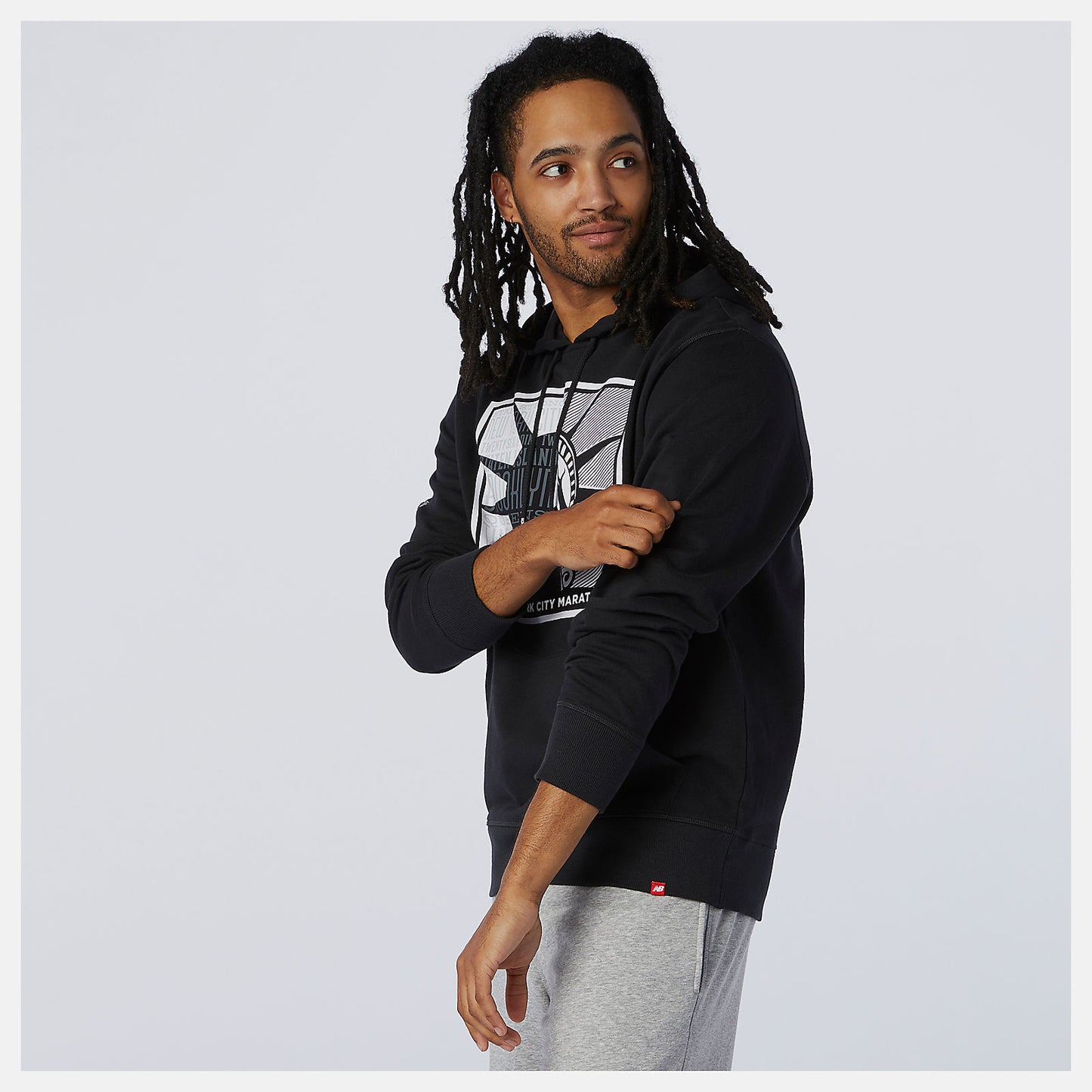 Black NYC Marathon Essentials Stacked Logo Po Hoodie | New Balance Clothing