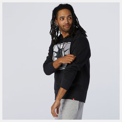 Black NYC Marathon Essentials Stacked Logo Po Hoodie | New Balance Clothing