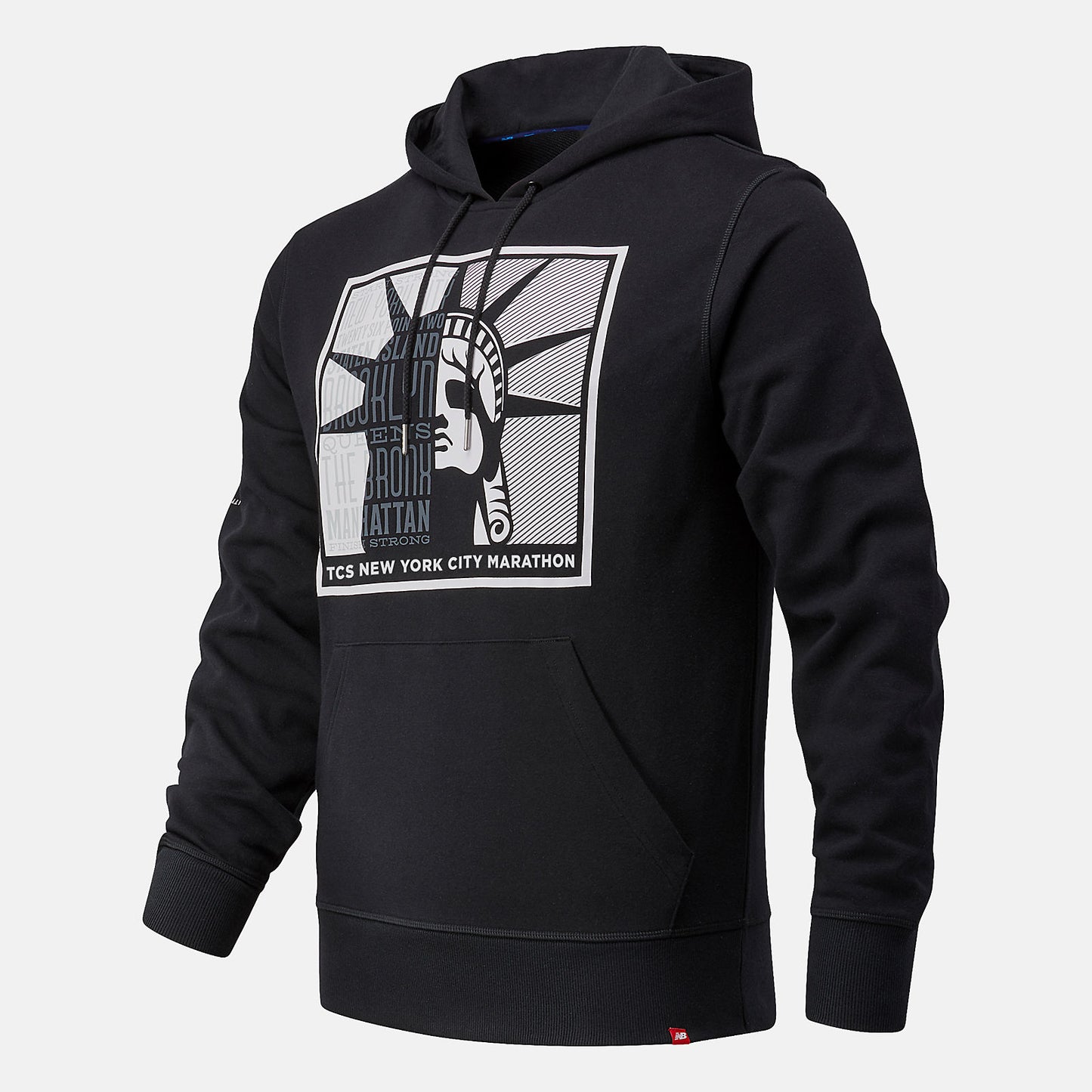 Black NYC Marathon Essentials Stacked Logo Po Hoodie | New Balance Clothing