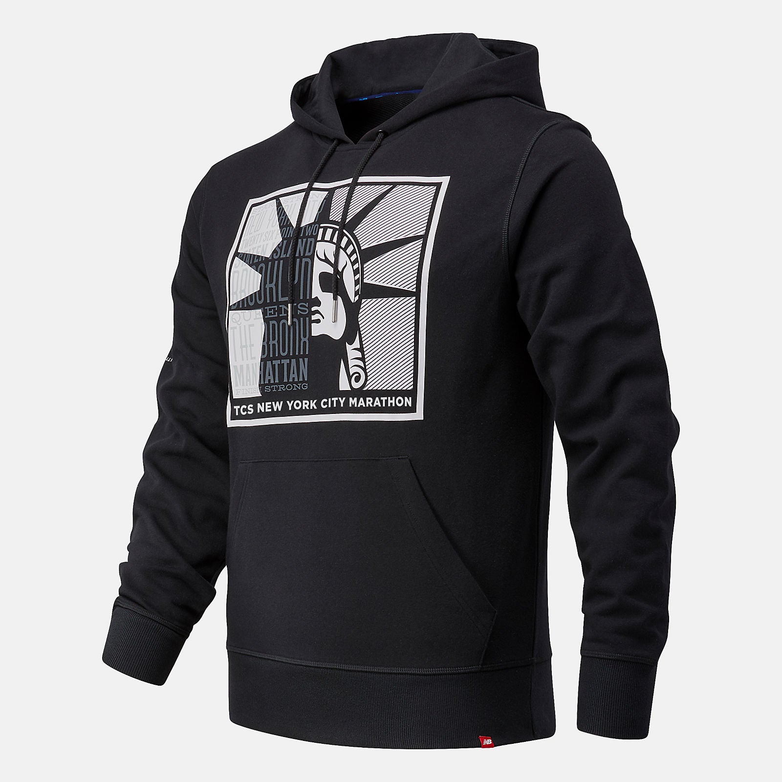 Black NYC Marathon Essentials Stacked Logo Po Hoodie | New Balance Clothing