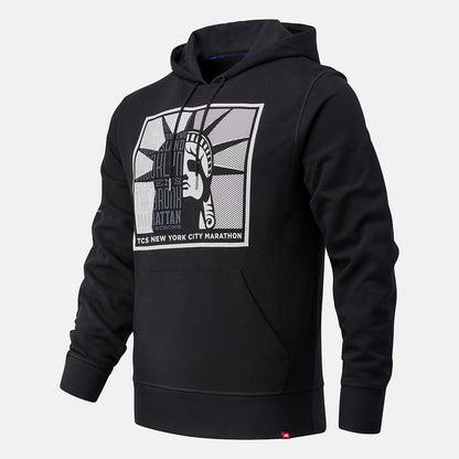 Black NYC Marathon Essentials Stacked Logo Po Hoodie | New Balance Clothing