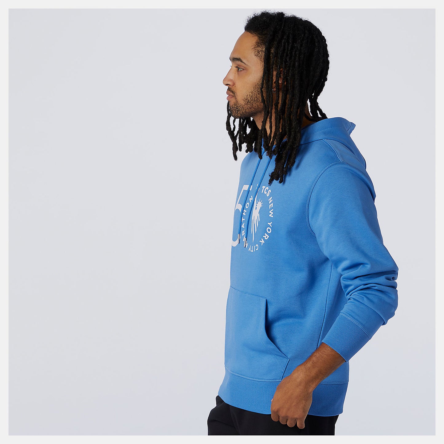 Faded Cobalt NYC Marathon Essentials Stacked Logo Po Hoodie | New Balance Clothing