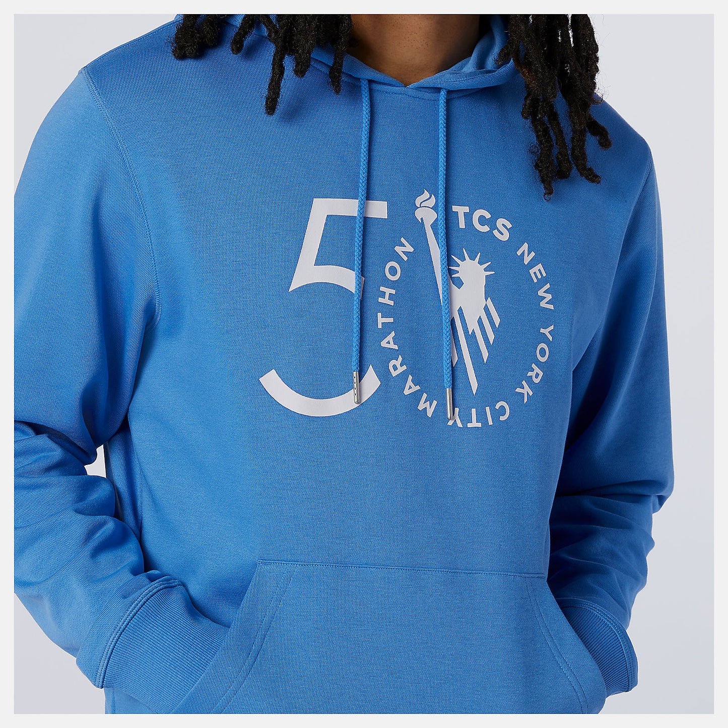 Faded Cobalt NYC Marathon Essentials Stacked Logo Po Hoodie | New Balance Clothing