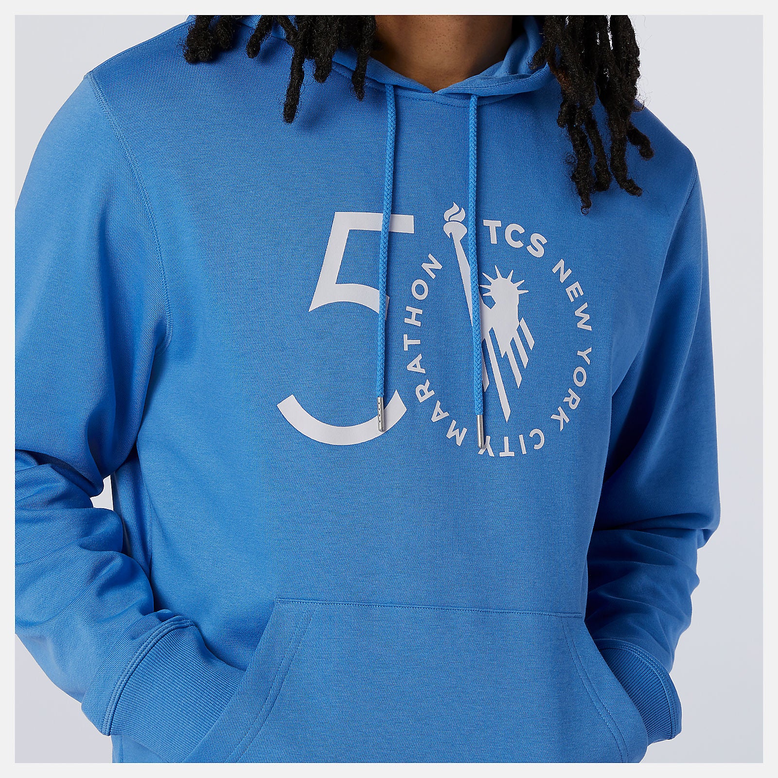 Faded Cobalt NYC Marathon Essentials Stacked Logo Po Hoodie | New Balance Clothing