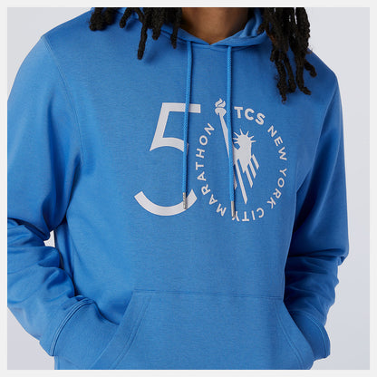 Faded Cobalt NYC Marathon Essentials Stacked Logo Po Hoodie | New Balance Clothing