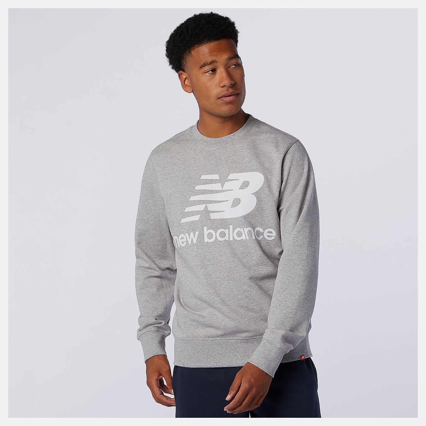 Athletic Grey NB Essentials Stacked Logo Crew | New Balance Clothing