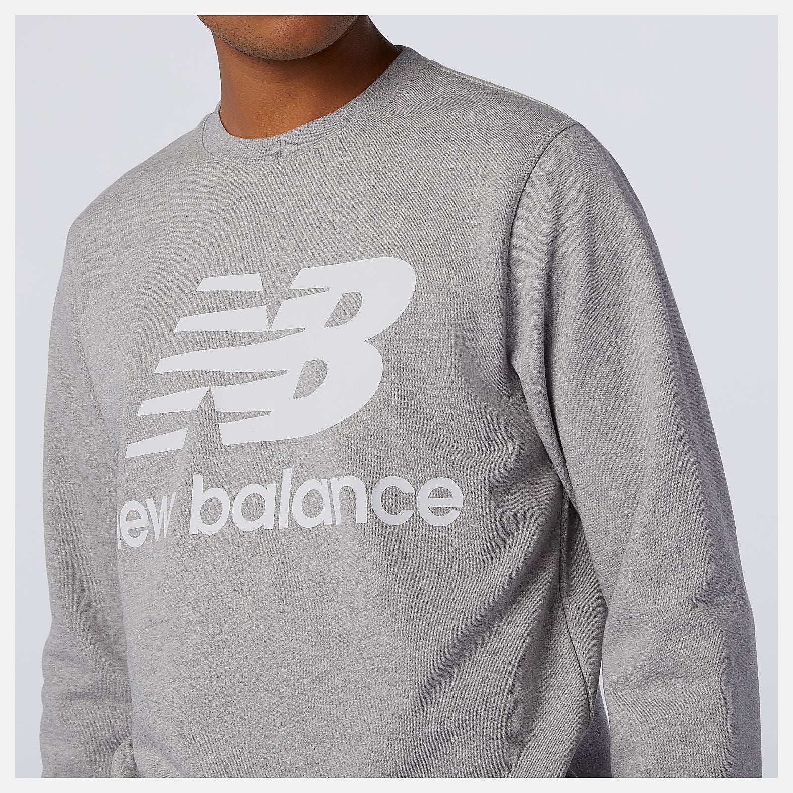 Athletic Grey NB Essentials Stacked Logo Crew | New Balance Clothing