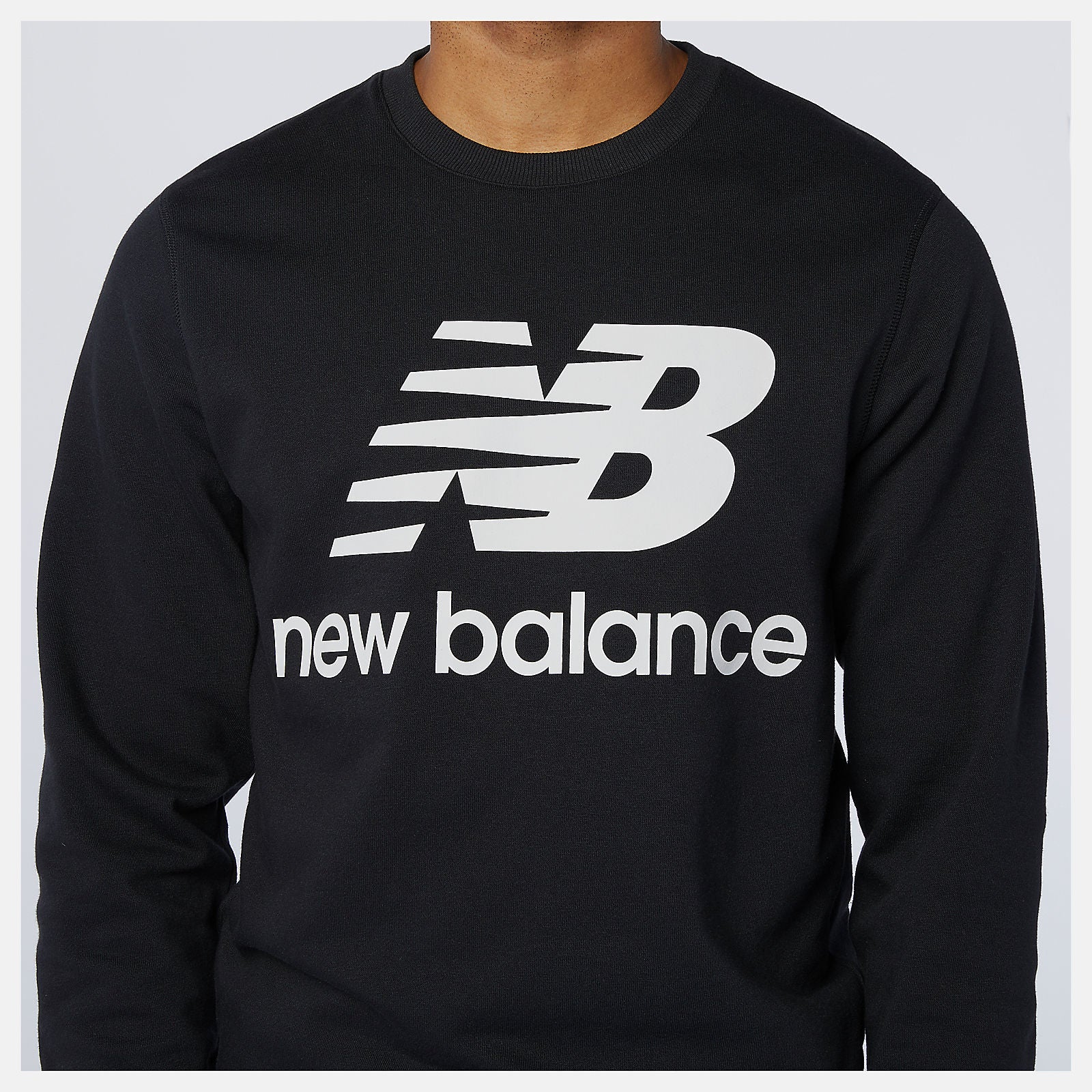 Black NB Essentials Stacked Logo Crew | New Balance Clothing