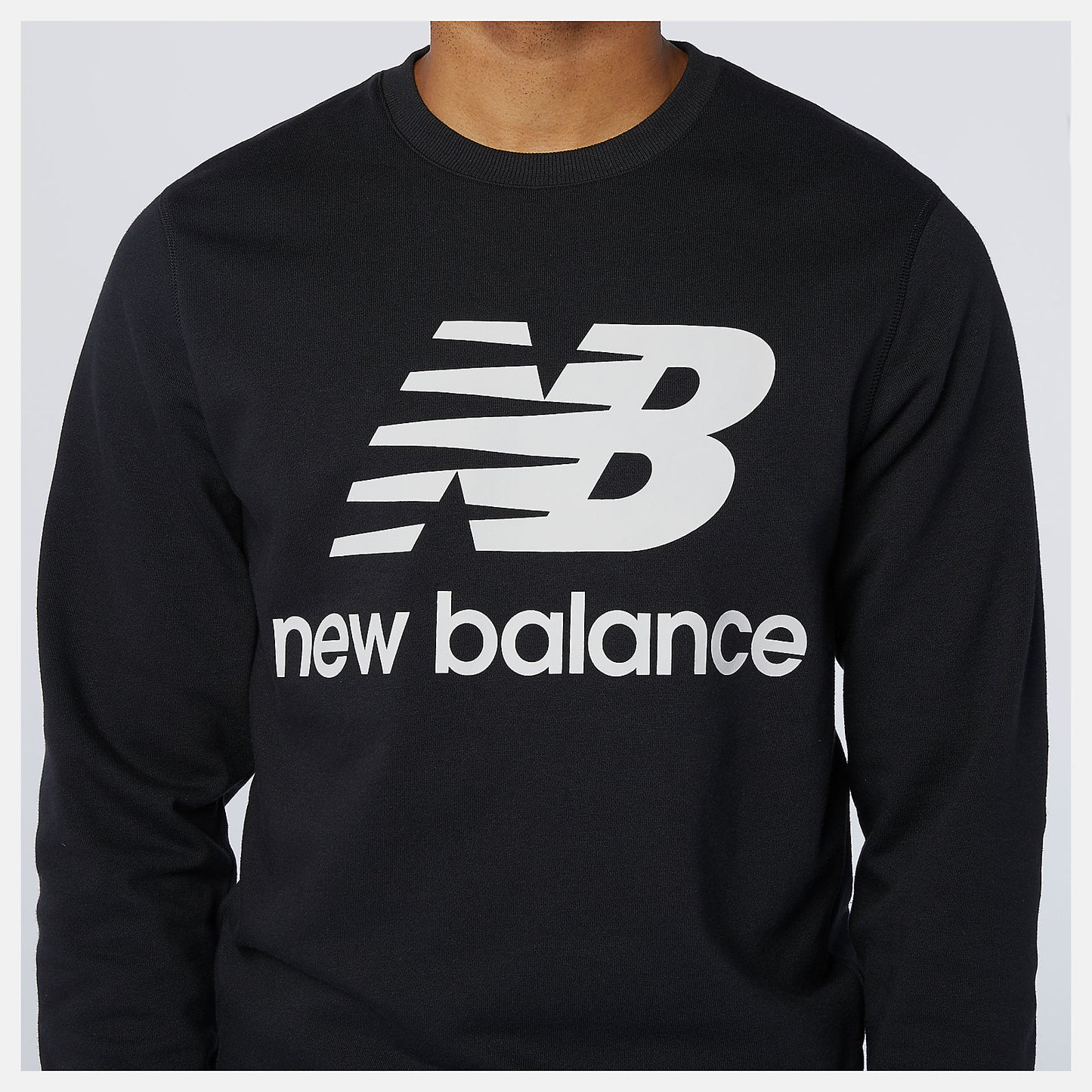 Black NB Essentials Stacked Logo Crew | New Balance Clothing