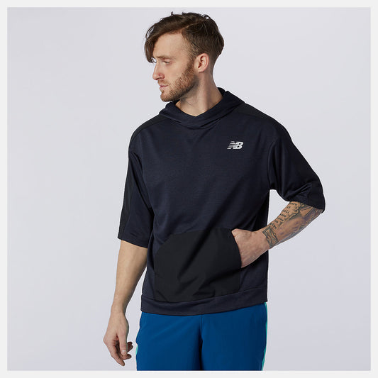 Eclipse Heather Tenacity Lightweight Knit Short Sleeve Hoodie | New Balance Clothing