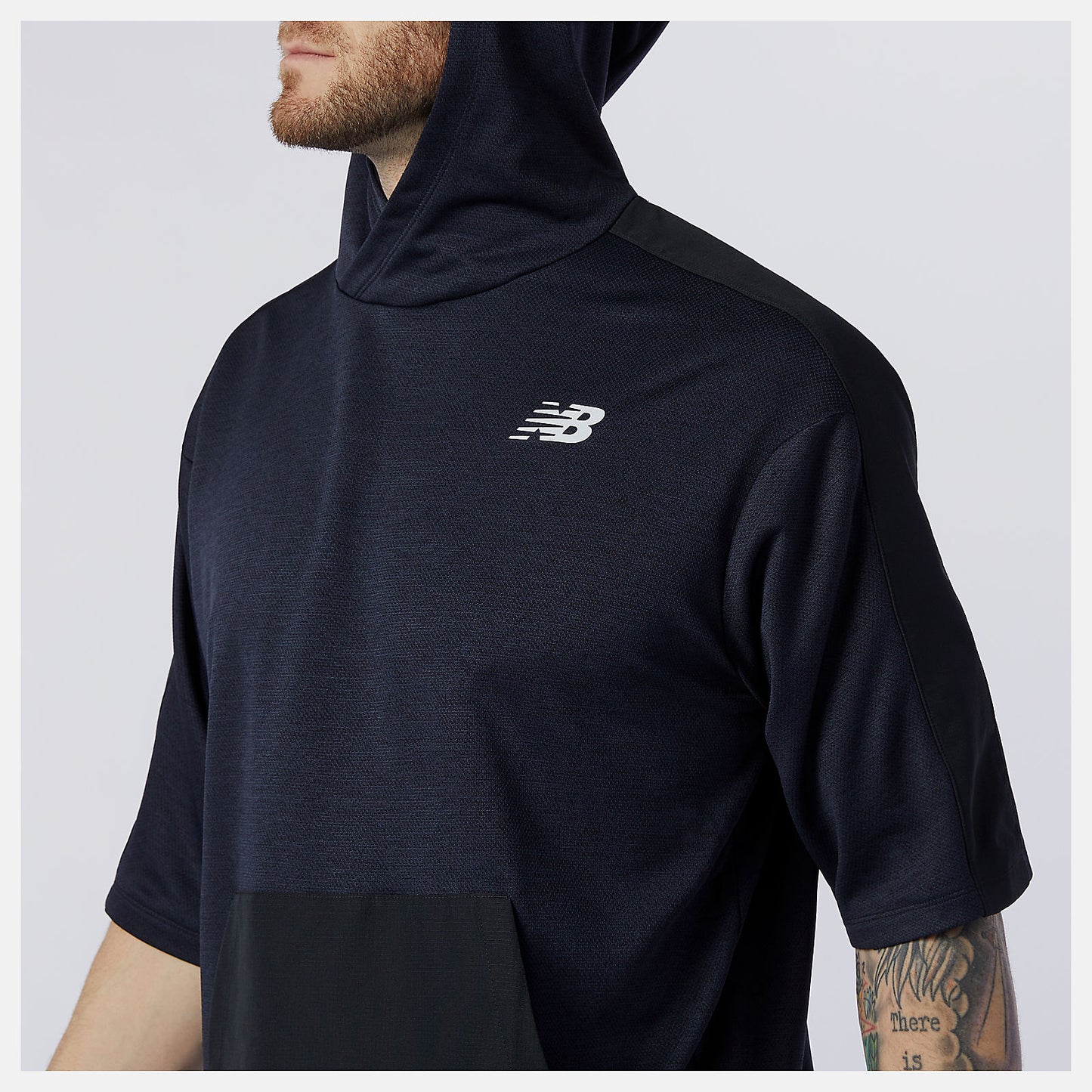 Eclipse Heather Tenacity Lightweight Knit Short Sleeve Hoodie | New Balance Clothing
