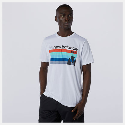 White Multi Graphic Heathertech Tee | New Balance Clothing