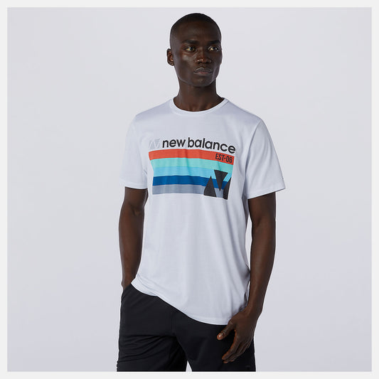 White Multi Graphic Heathertech Tee | New Balance Clothing