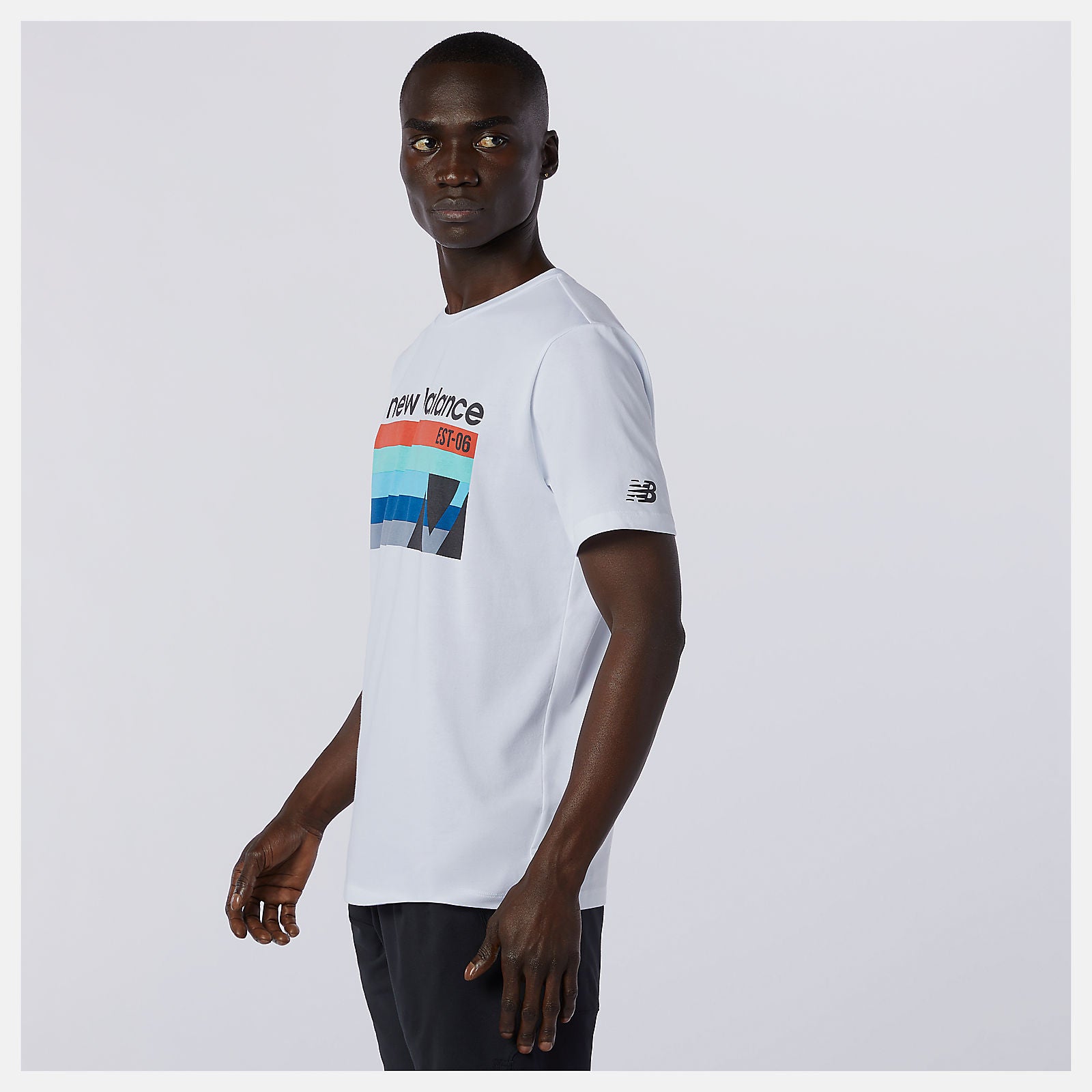 White Multi Graphic Heathertech Tee | New Balance Clothing