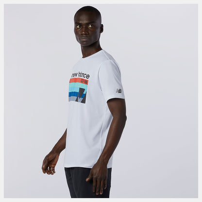 White Multi Graphic Heathertech Tee | New Balance Clothing