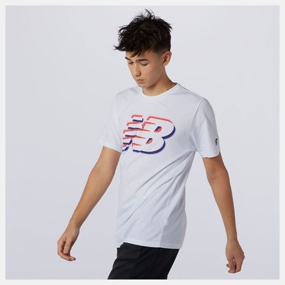 White Graphic Heathertech Tee | New Balance Clothing
