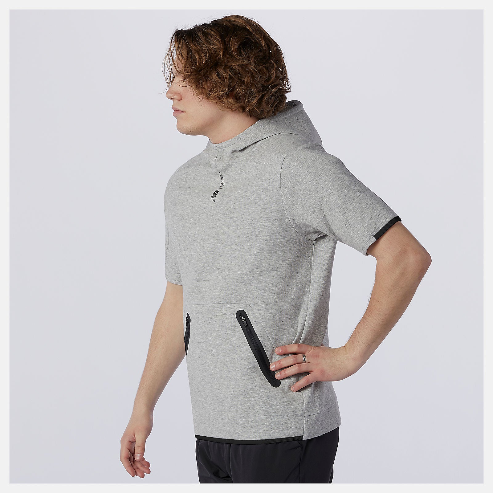 Athletic Grey Fortitech Fleece Short Sleeve Hoodie | New Balance Clothing