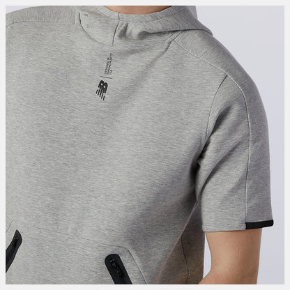 Athletic Grey Fortitech Fleece Short Sleeve Hoodie | New Balance Clothing