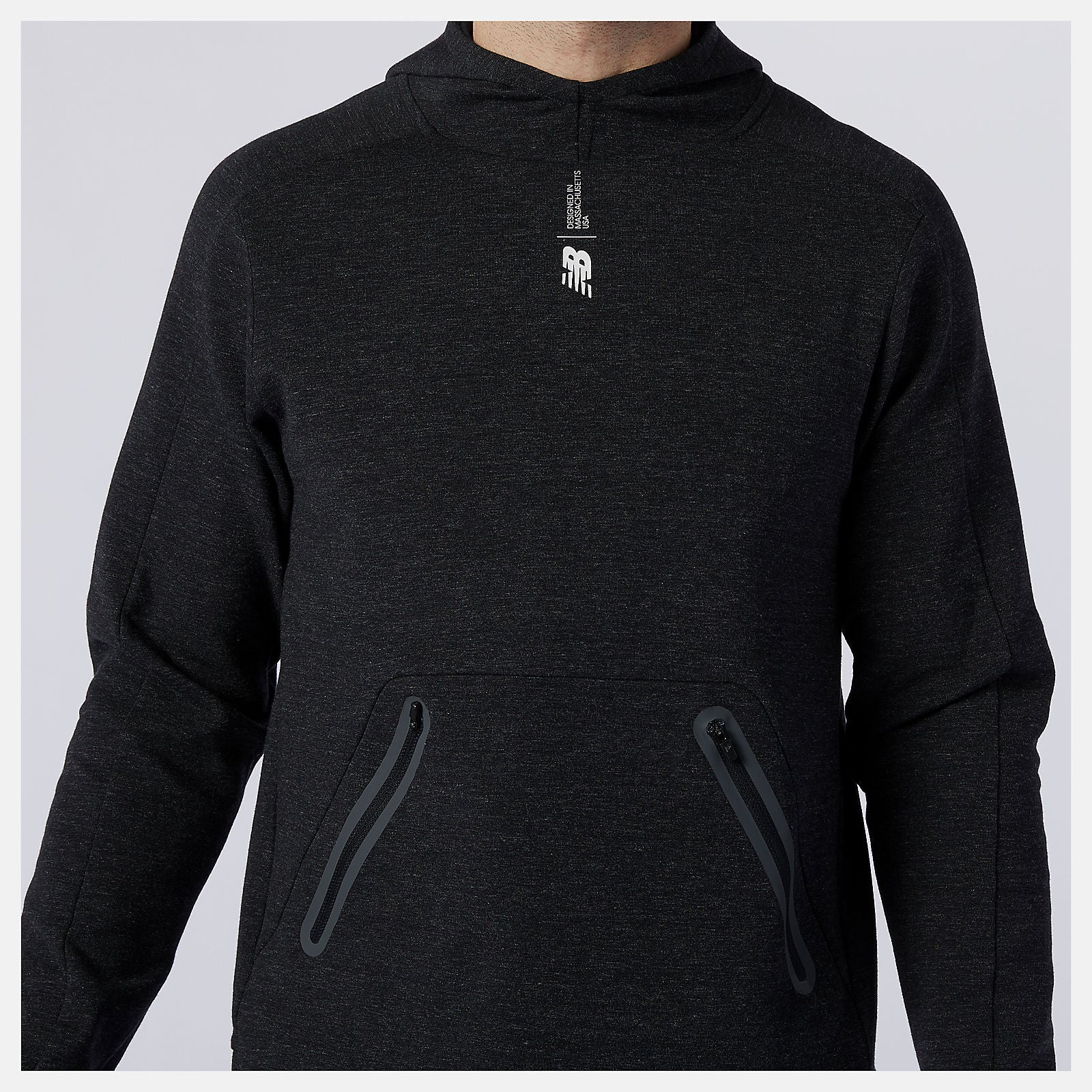 Black Heather Fortitech Fleece Pullover | New Balance Clothing