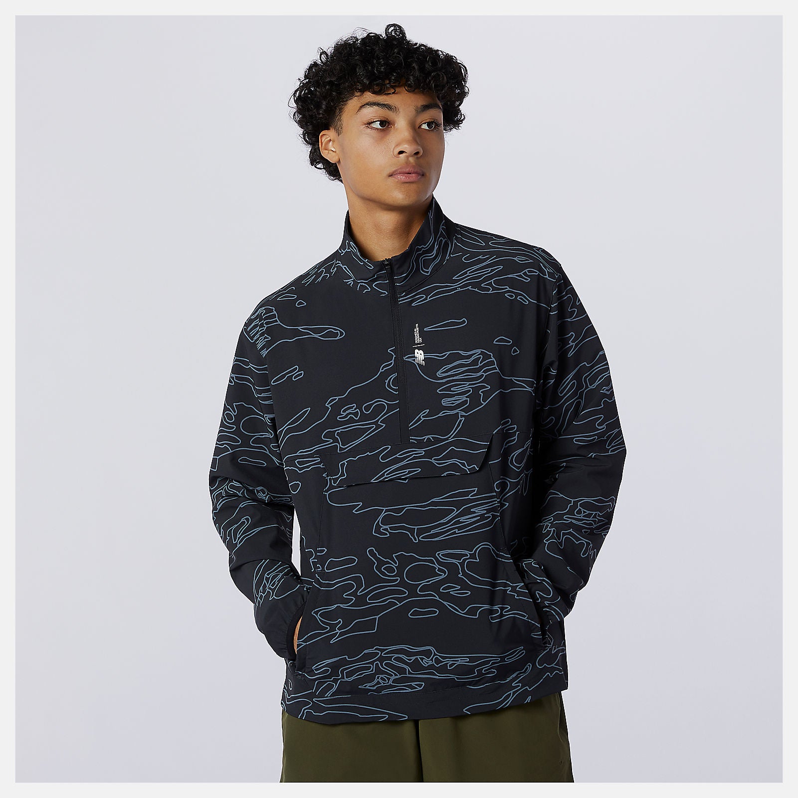 Black Print Fortitech Printed Woven Pullover | New Balance Clothing