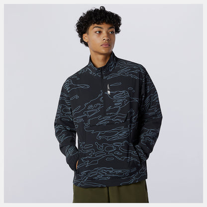 Black Print Fortitech Printed Woven Pullover | New Balance Clothing