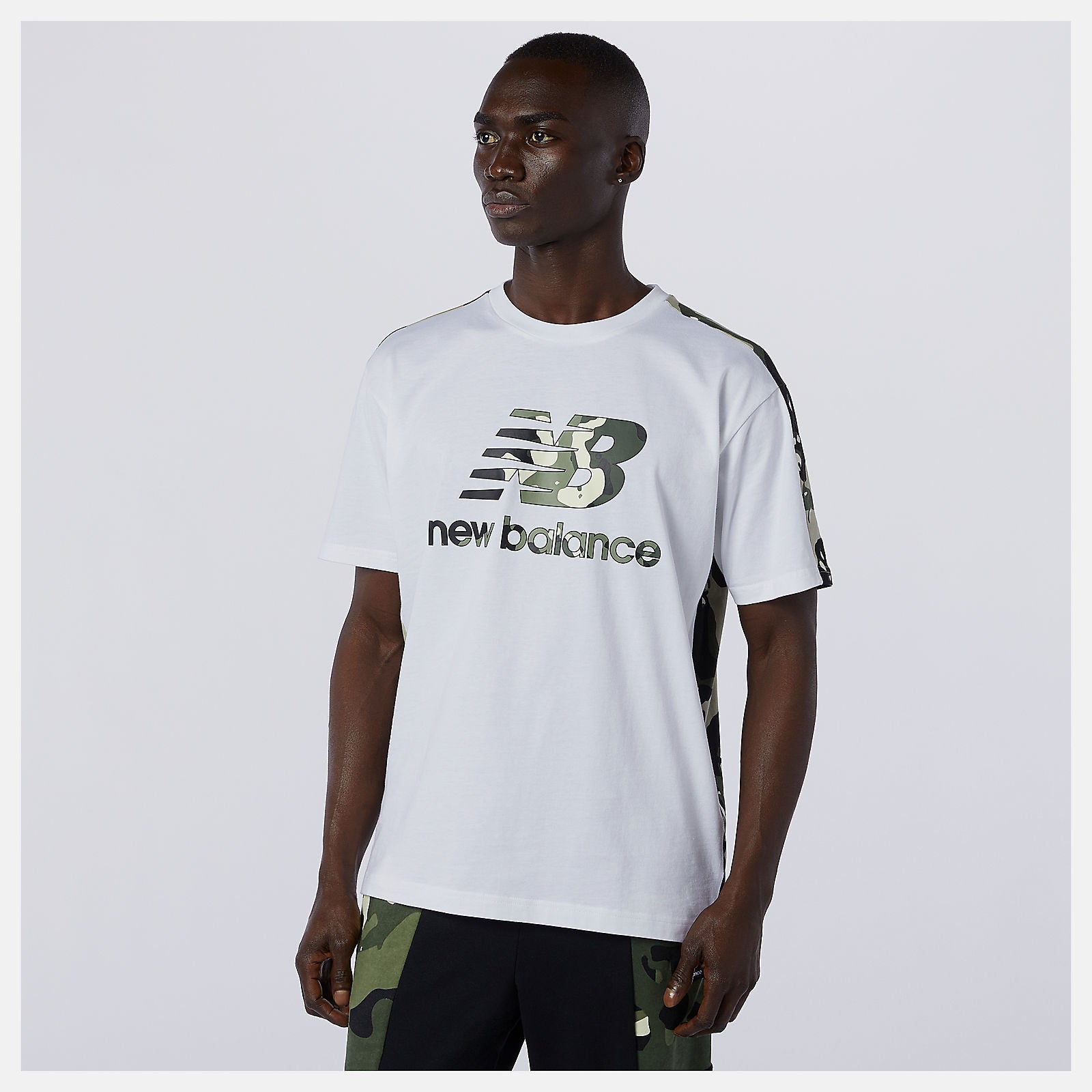 White Multi NB Essential Camo Tee | New Balance Clothing