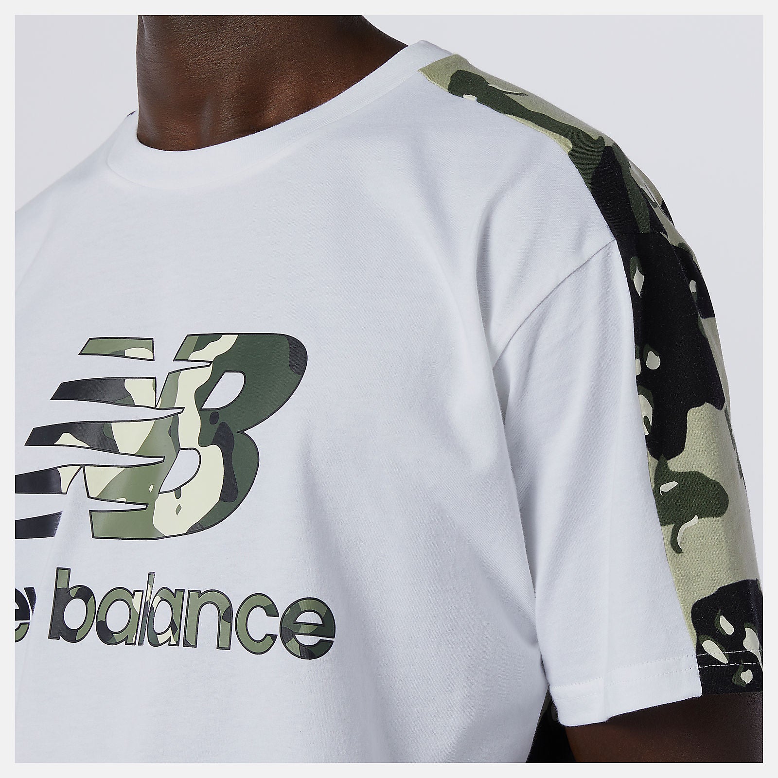 White Multi NB Essential Camo Tee | New Balance Clothing