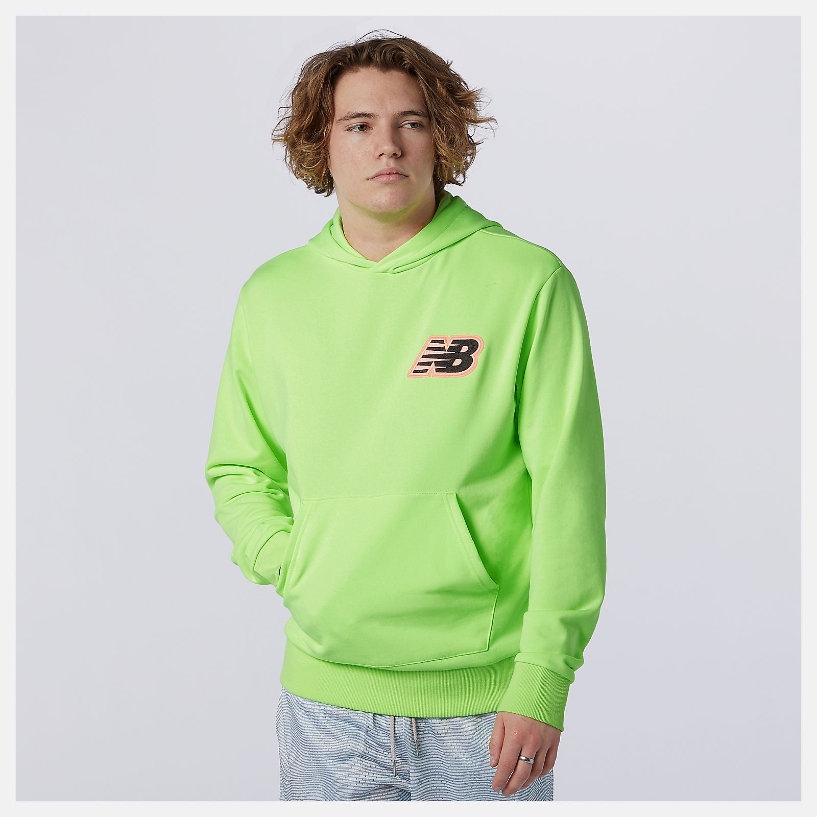 Bleached Lime Glo NB Athletics Psy Varsity Hoodie | New Balance Clothing
