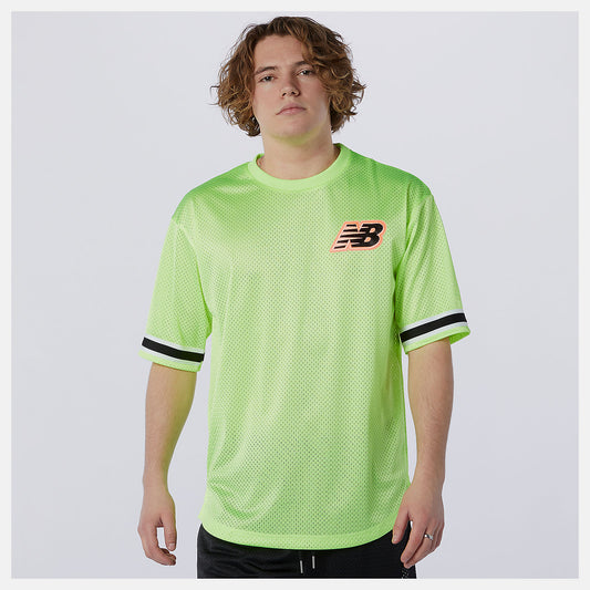 Bleached Lime Glo NB Athletics Psy Varsity Mesh Tee | New Balance Clothing