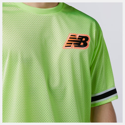 Bleached Lime Glo NB Athletics Psy Varsity Mesh Tee | New Balance Clothing