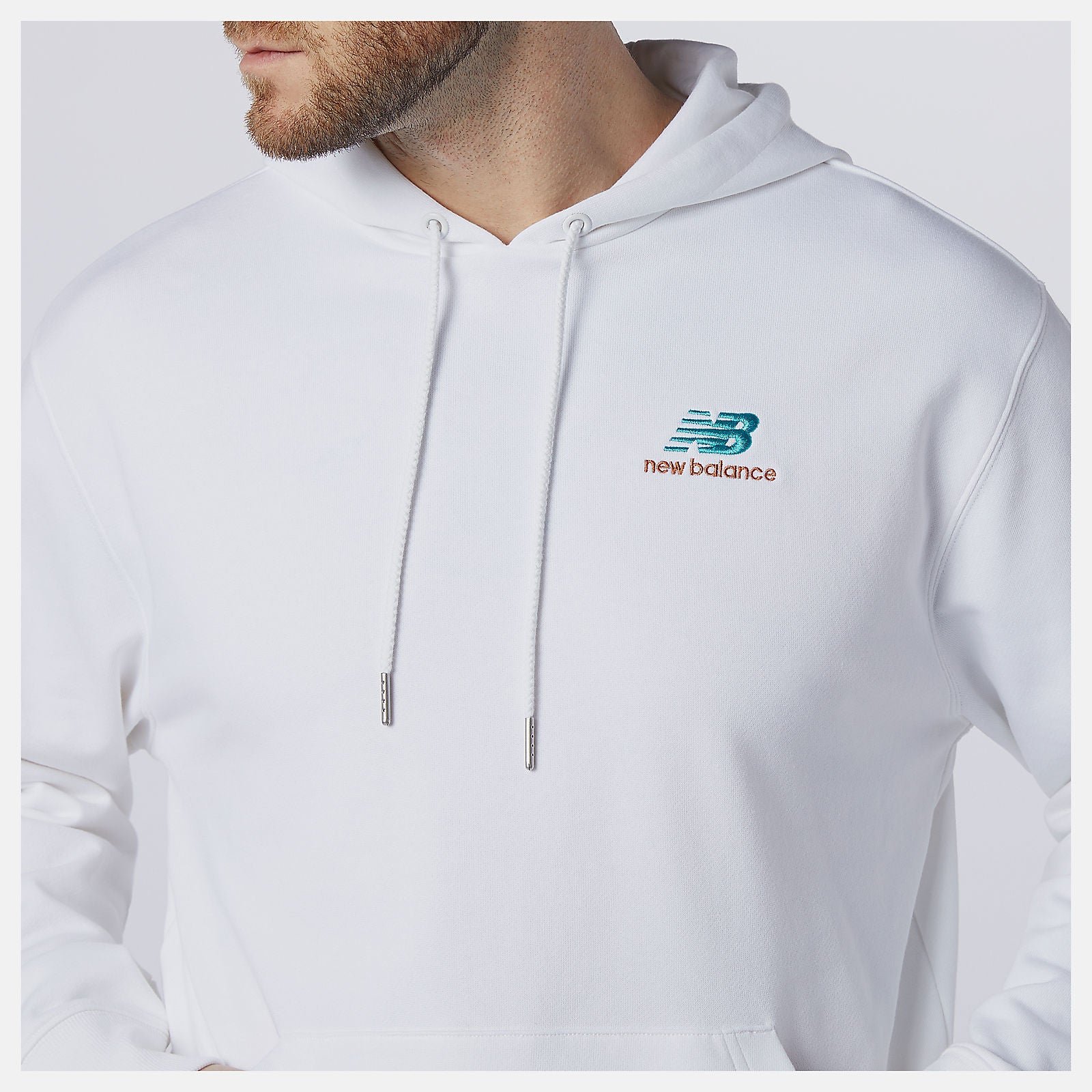White NB Essentials Embroidered Hoodie | New Balance Clothing