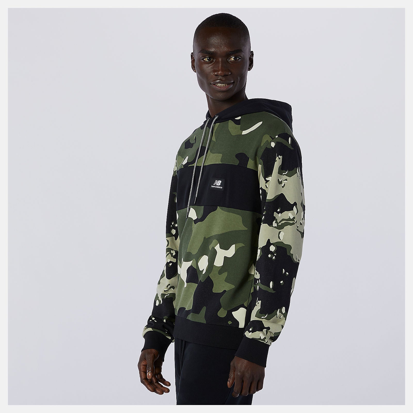 Black/Magnet NB Essentials Fleece Camo Hoodie | New Balance Clothing