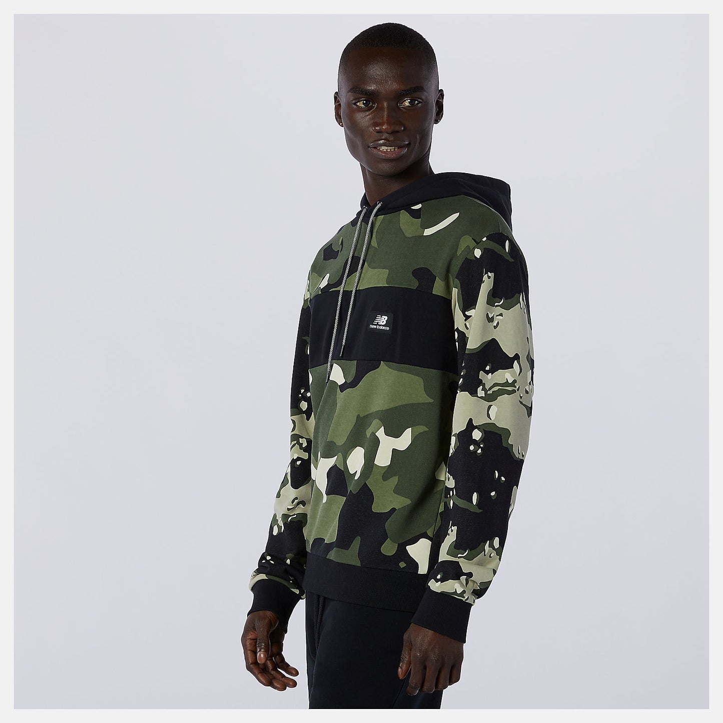 Black/Magnet NB Essentials Fleece Camo Hoodie | New Balance Clothing