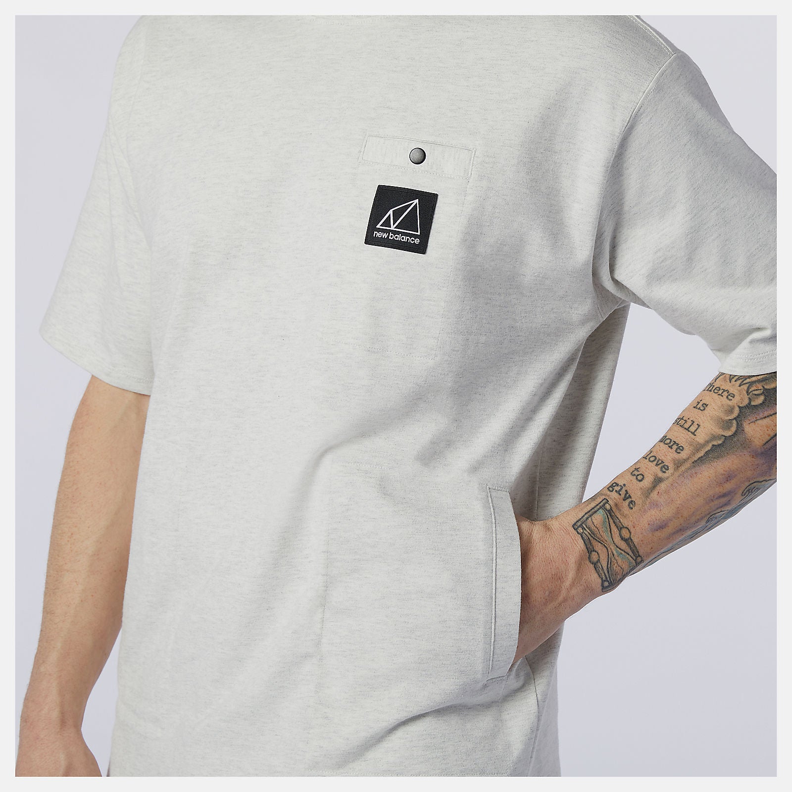 Sea Salt Heather NB All Terrain Pocket Tee | New Balance Clothing