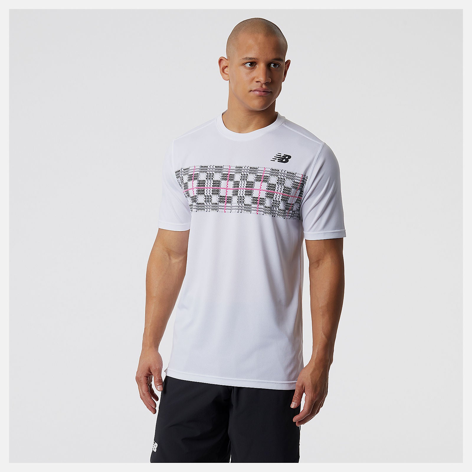 White/Black Printed Tournament Crew | New Balance Clothing