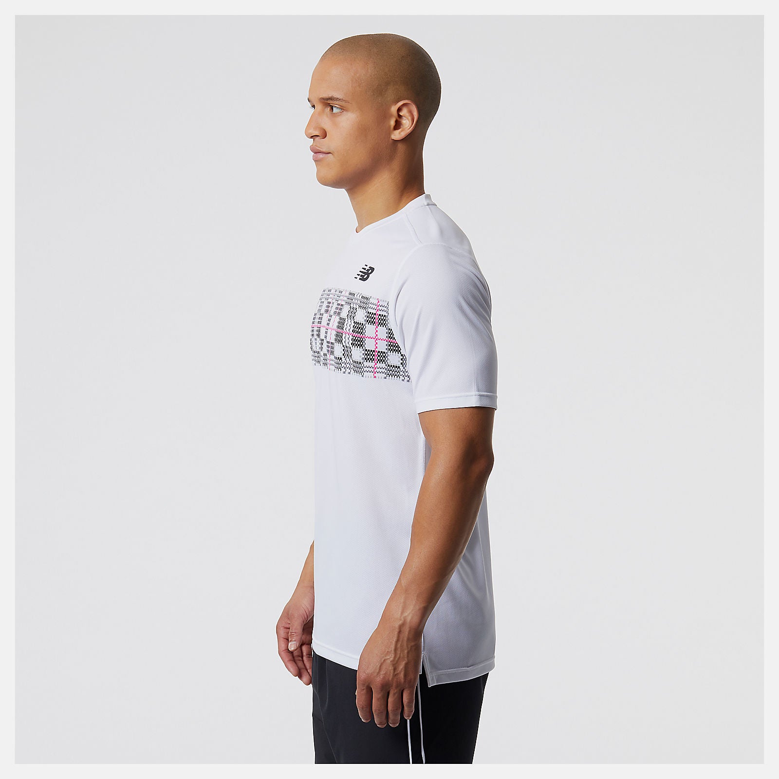 White/Black Printed Tournament Crew | New Balance Clothing