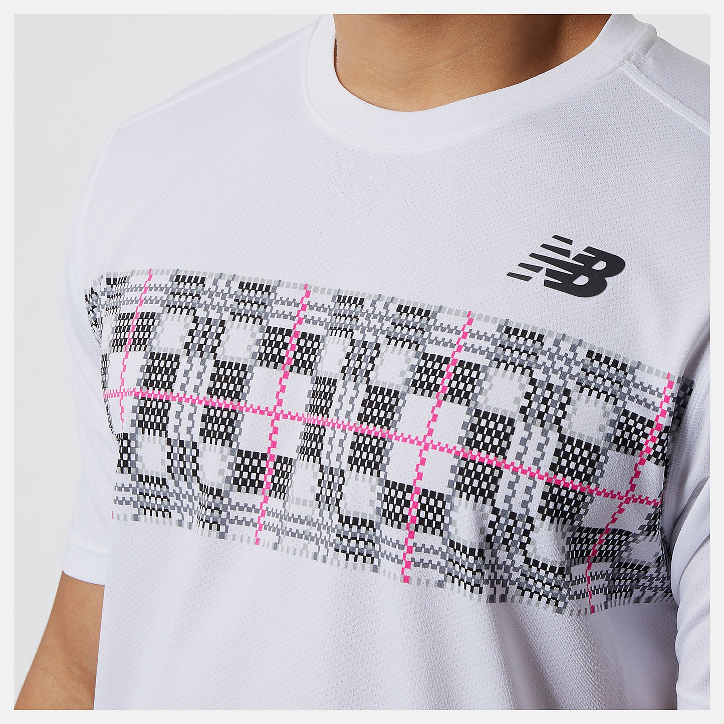 White/Black Printed Tournament Crew | New Balance Clothing