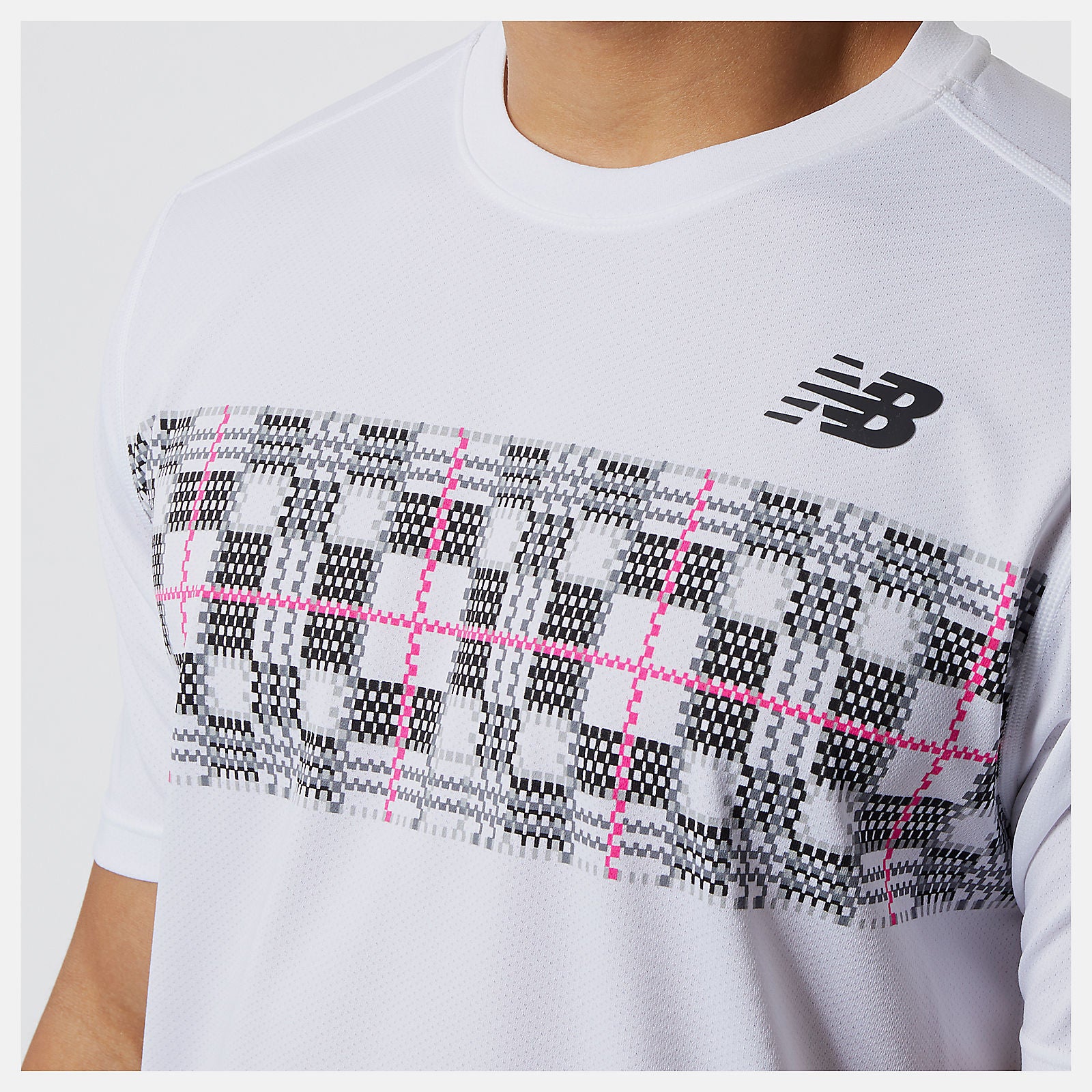 White/Black Printed Tournament Crew | New Balance Clothing