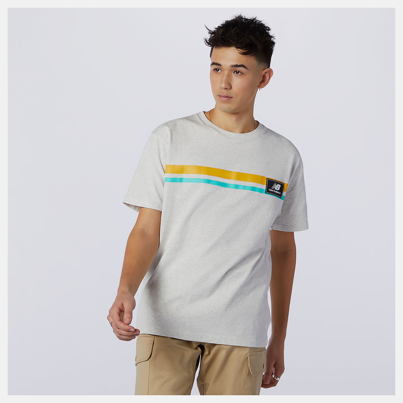 Sea Salt Heather NB Athletics Higher Learning Badge Tee | New Balance Clothing