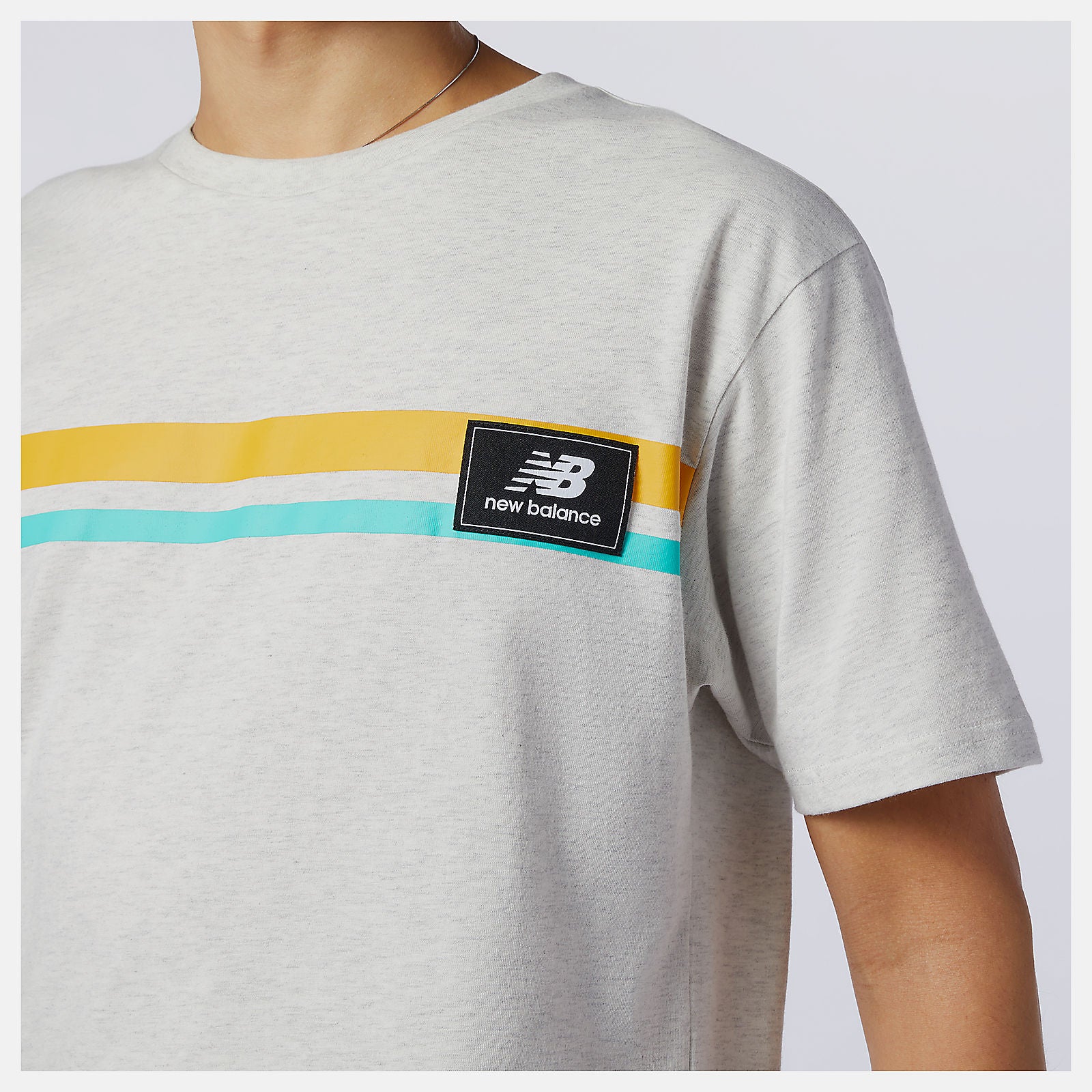 Sea Salt Heather NB Athletics Higher Learning Badge Tee | New Balance Clothing