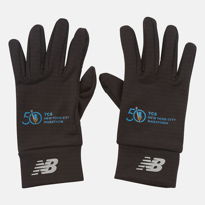 Black Marathon Heavyweight Grid Fleece Gloves | New Balance Accessories
