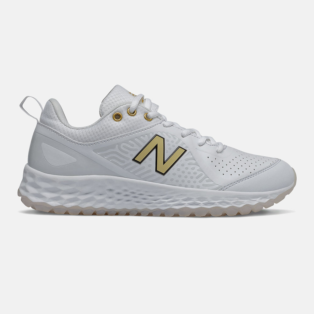 White/Gold Fresh Foam Velo v2 Turf | New Balance Shoes