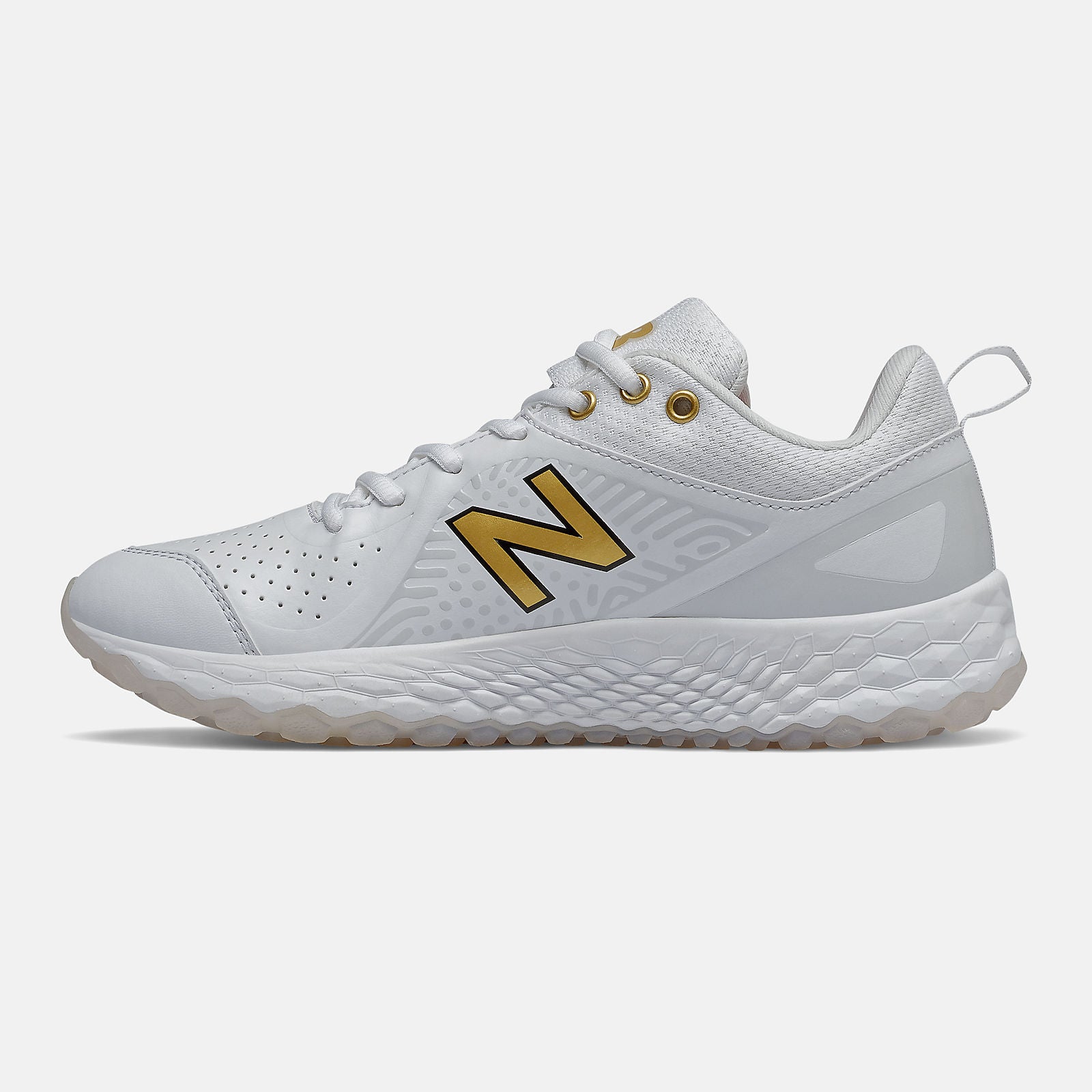 White/Gold Fresh Foam Velo v2 Turf | New Balance Shoes