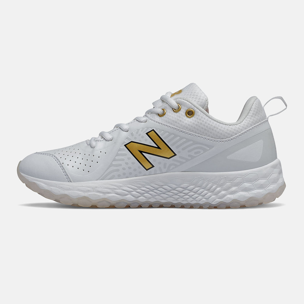 White/Gold Fresh Foam Velo v2 Turf | New Balance Shoes