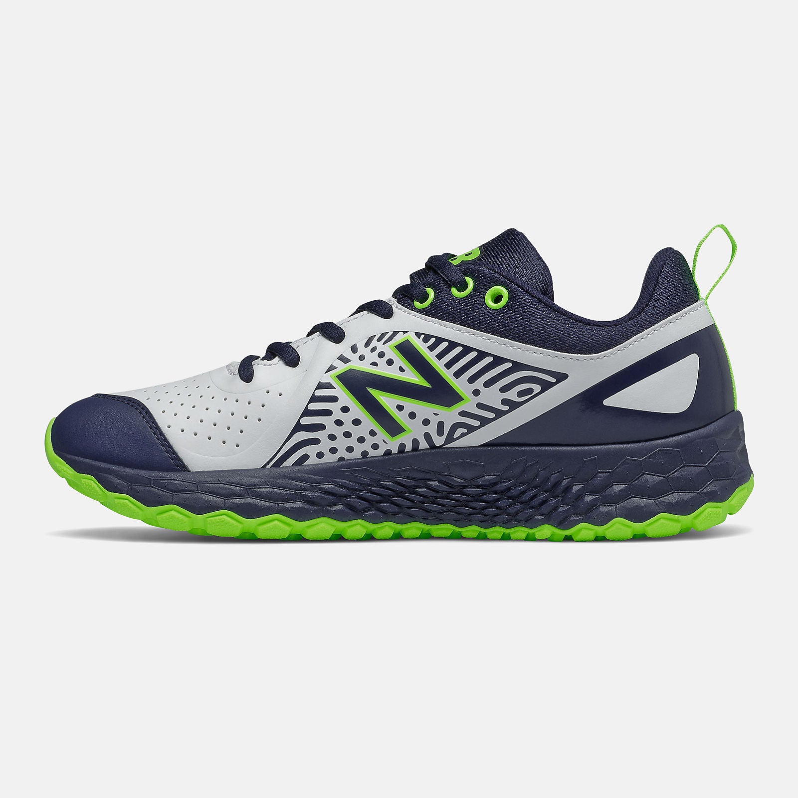 Team Navy/Lime Green and White Fresh Foam Velo v2 Turf | New Balance Shoes