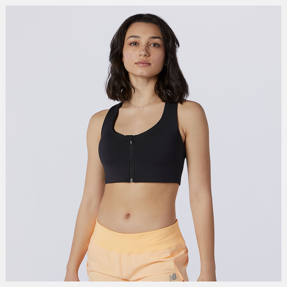 Black NB Power X Zip Front Bra | New Balance Clothing